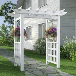 Vita 63"L x 46"W x 91"H Springport Vinyl Arbor, White, VA68146
