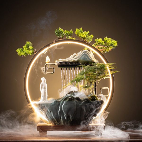 Incense burner waterfall Led Lamp Circulating Water Fountain Ornaments - Image 2