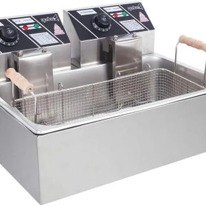 12 Liter Deep Fryer w/Basket Strainer, XL Jumbo Size, Adjustable Temperature & Timer, Perfect for Fried Chicken, Shrimp, French Fries, Chips & More, Removable Oil-Container, Stainless Steel