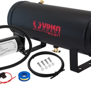 Vixen Horns 1.5 Gallon (5.6 Liter) Train/Air Horn Tank with 200 PSI Compressor Onboard System/Kit 12V VXO8315B